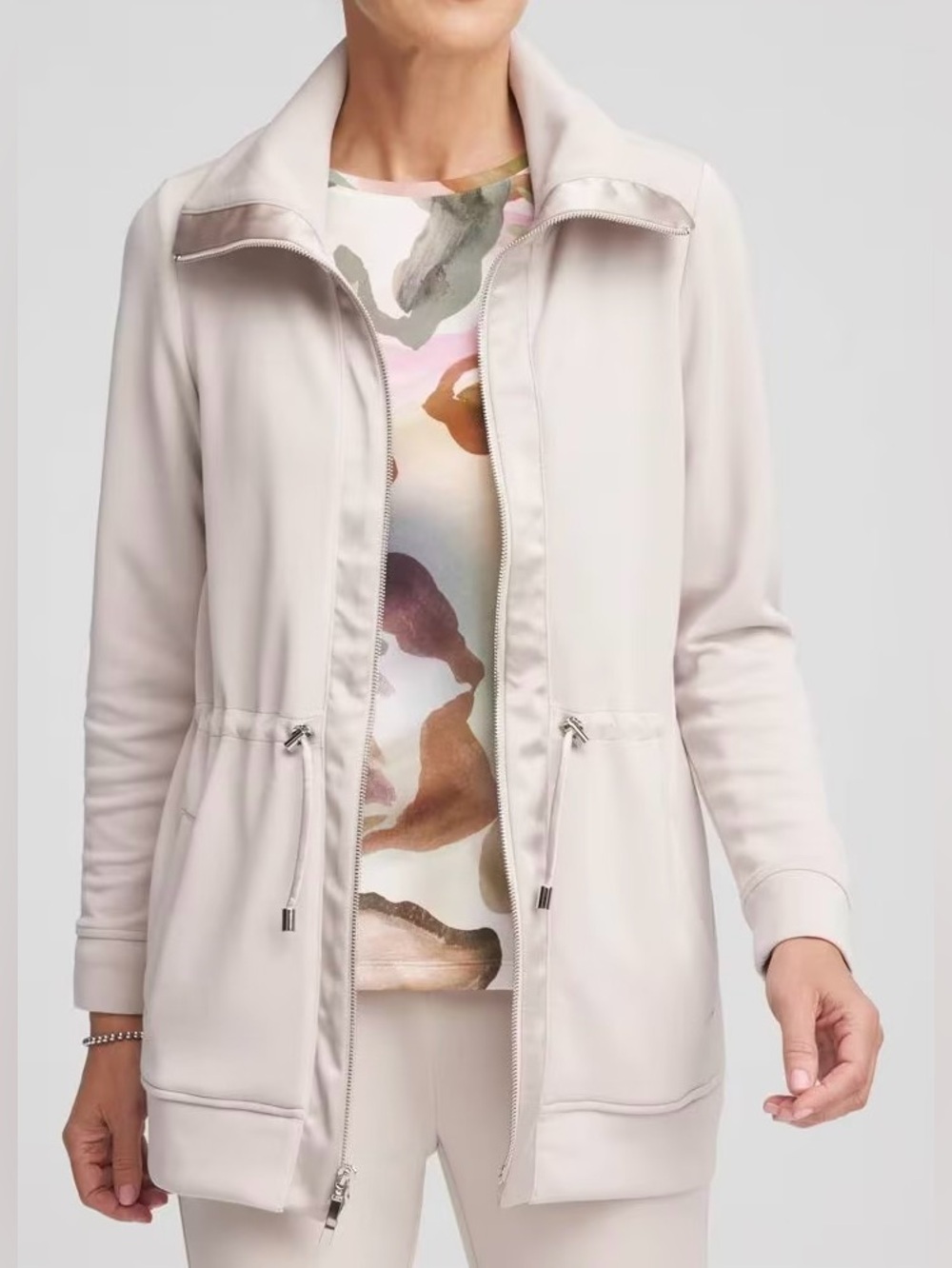 CHICOS Zenergy Zip Up Cinch-Waist Jacket | Lightweight Athleisure Size S NWT